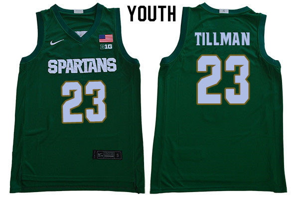 Youth Michigan State Spartans #23 Xavier Tillman NCAA Nike Authentic Green 2019-20 College Stitched Basketball Jersey DH41D45IX